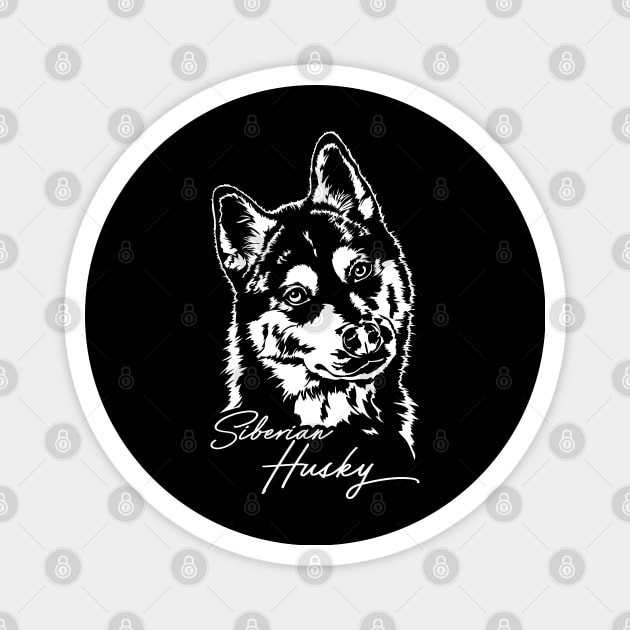 Funny Proud Siberian Husky dog portrait sled dog mom Magnet by wilsigns